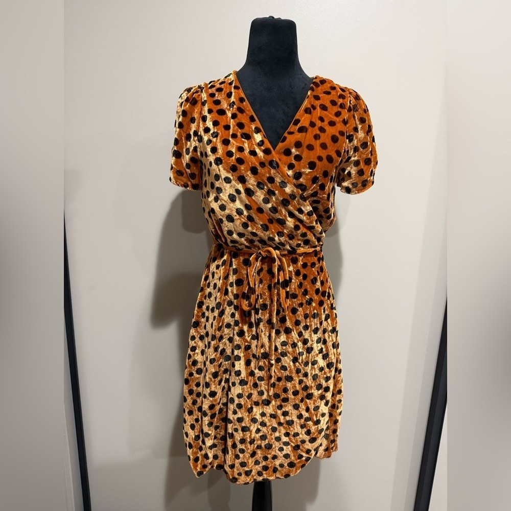 Madewell Orange and Black Polka Dot Dress